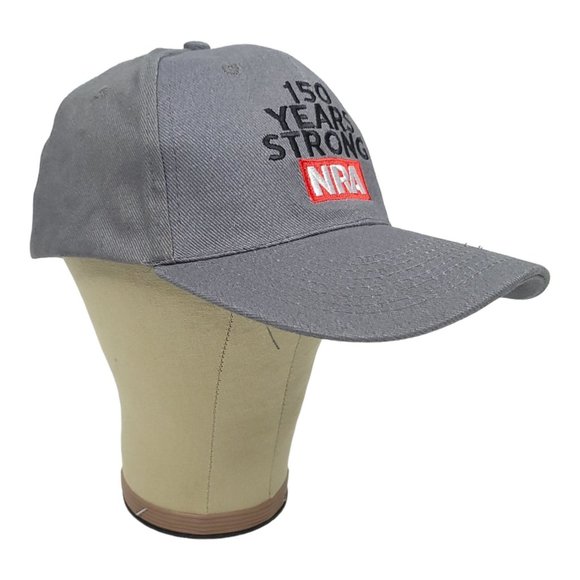 NRA Adult Strapback Cap Trucker Baseball 150 Years Strong Hat 2 Tone Gray - Picture 2 of 12